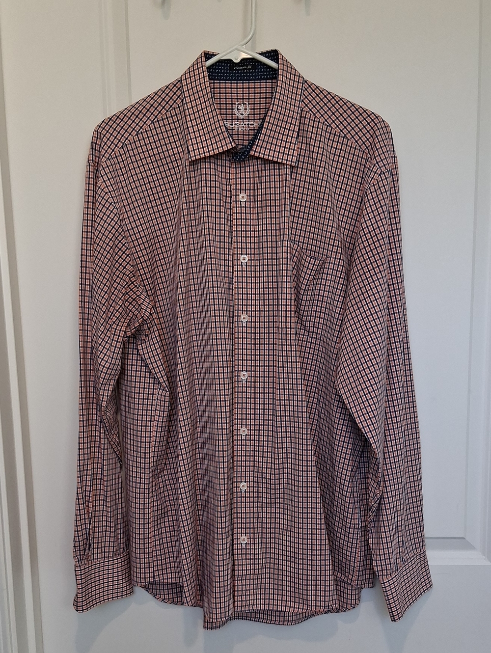 Bugatchi Men's Checked Dress Shirt in Red and Blue - Classic Button-Down